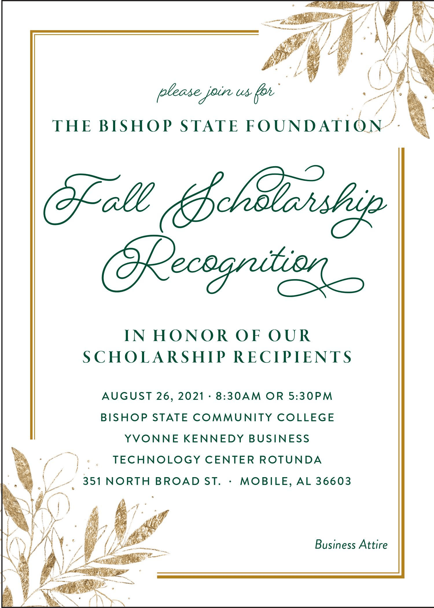 2021 Fall Scholarship Recognition - Bishop State Community College Foundation